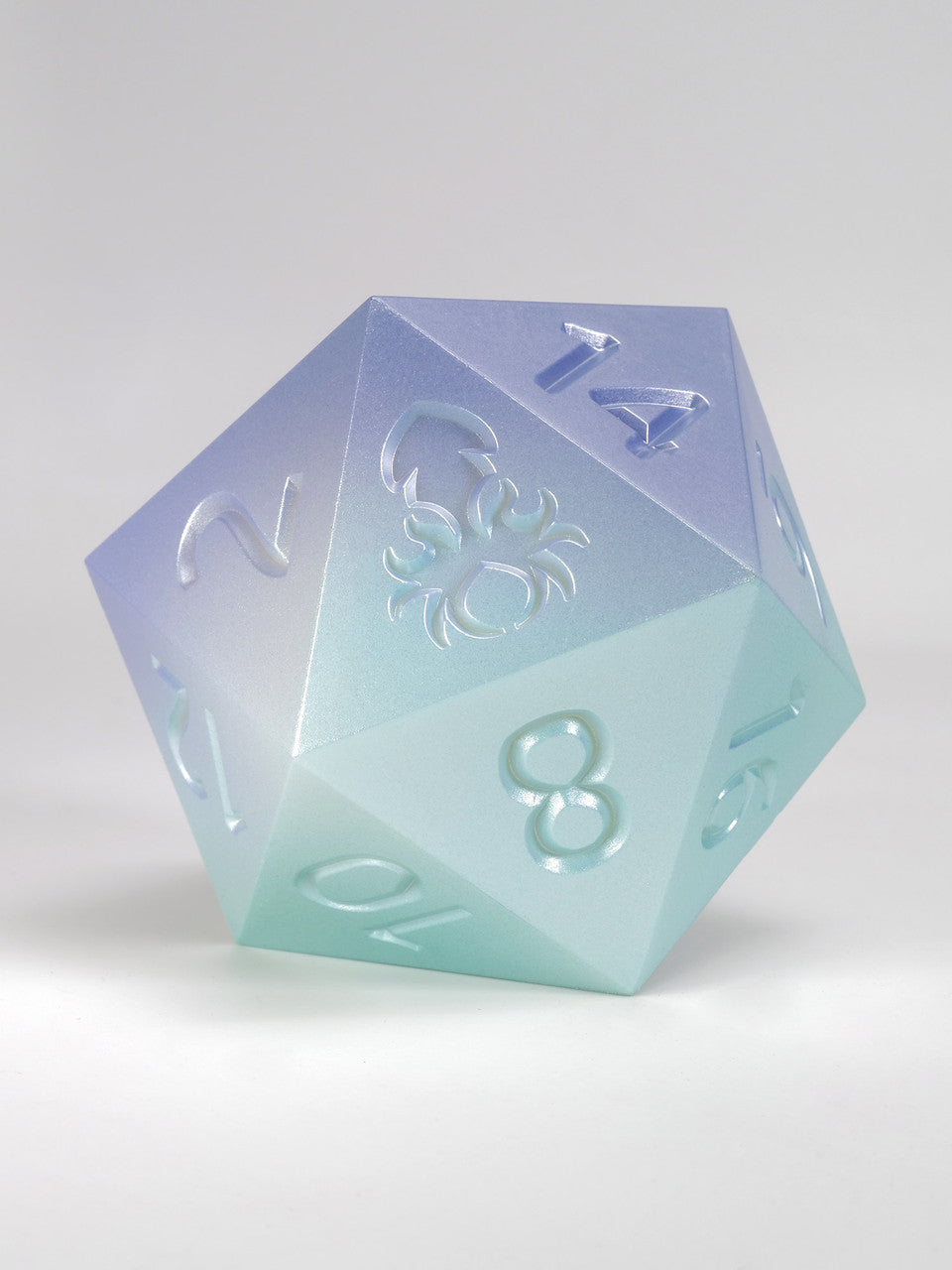 Ombre Aqua Teal to Periwinkle 55mm D20 Dice